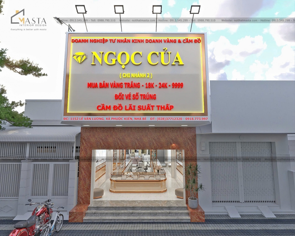 Phối cảnh 3D thiết kế tiệm vàng Ngọc Của, Nhà Bè